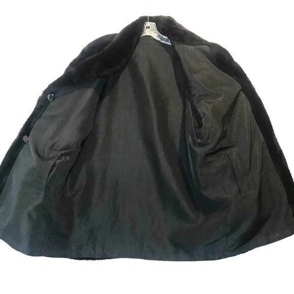 VTG Y2K Marvin Richards Reversible Teddy Bear Winter Coat Black Womens M - Picture 3 of 11